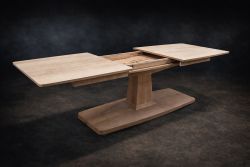 Expandable pedestal table by Waitman Woodworking
